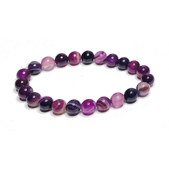 Achat lila Armband elastisch Naturstein, Kugel 8 mm / 16 - 17 cm