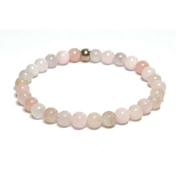Morganit rosa Armband elastischer Naturstein, Kugel 6 mm / 16 - 17 cm, Stein der göttlichen Liebe