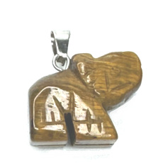 Tigerauge Elefant Anhänger Naturstein, handgeschliffene Figur 1,8 x 2,5 x 8 mm, Stein der Sonne und Erde, bringt Glück und Wohlstand