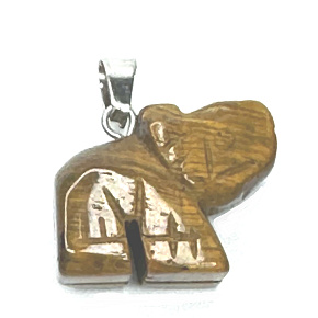 Tigerauge Elefant Anhänger Naturstein, handgeschliffene Figur 1,8 x 2,5 x 8 mm, Stein der Sonne und Erde, bringt Glück und Wohlstand