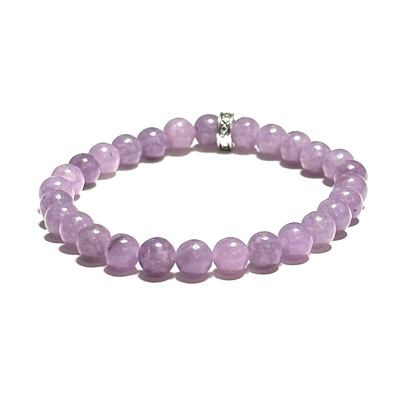 Lepidolith rosa Armband elastisch Naturstein, Kugel 6 mm / 16 - 17 cm, Sportler Amulett
