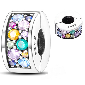 Charme Sterling Silber 925 Garden of Eden farbigen Zirkonia, Stopper, Clip Perle auf Armband Symbol