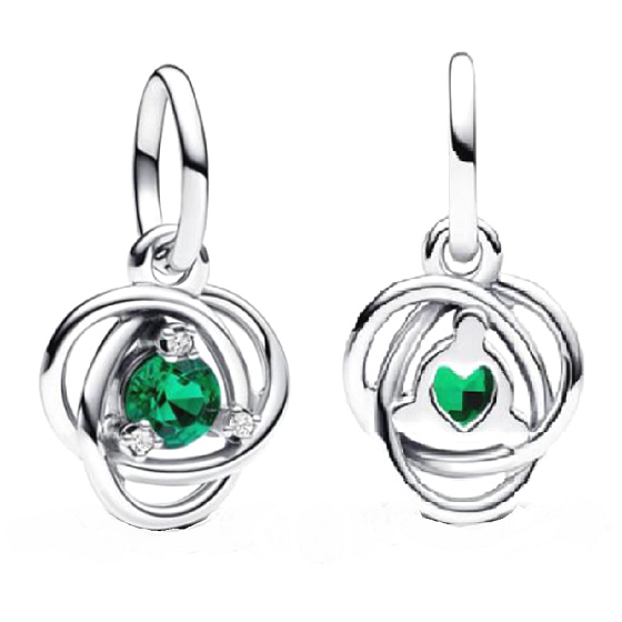 Charme Sterling Silber 925 Grün Ewigkeit Kreis Mai, Anhänger am Armband Symbol