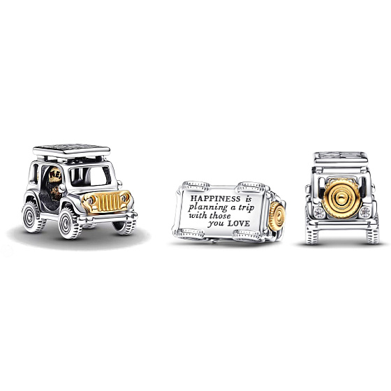 Charme Sterling Silber 925 Geländewagen, Perle auf Reise-Armband