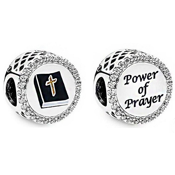 Charm Sterling Silber 925 Religiöse Charms Kraft des Gebets, Perle für Armband