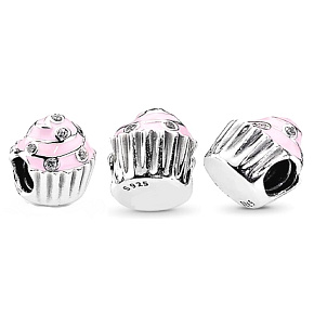 Charme Sterling Silber 925 Süßer Cupcake, Perle für Armband, Essen und Trinken