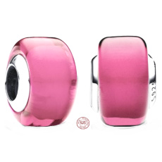 Charme Sterling Silber 925 Rosa Murano Glasperle auf Armband Symbol