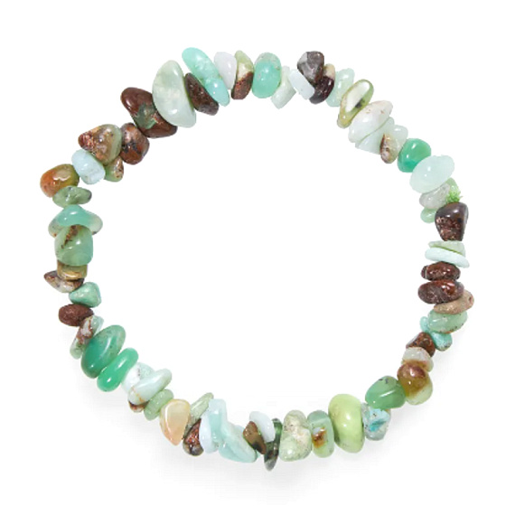 Chrysopras Armband elastisch geschnitten Naturstein 19 cm, Stein der Harmonie familiärer Beziehungen