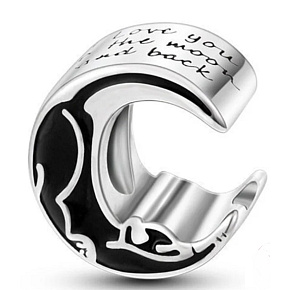 Sterling Silber 925 Ich liebe dich bis zum Mond und zurück, Liebesperlenarmband
