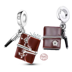 Sterling Silber 925 Tagebuch und Stift, 3in1 Anhänger auf Armband Interessen Sterling Silber 925 Tagebuch und Stift, 3in1 Anhänger auf Armband Interessen