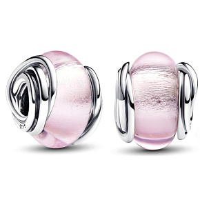 Charme Sterling Silber 925 Rosa Murano Glasperle auf Armband Symbol