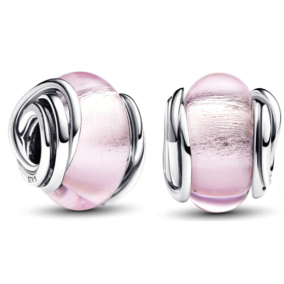 Charme Sterling Silber 925 Rosa Murano Glasperle auf Armband Symbol