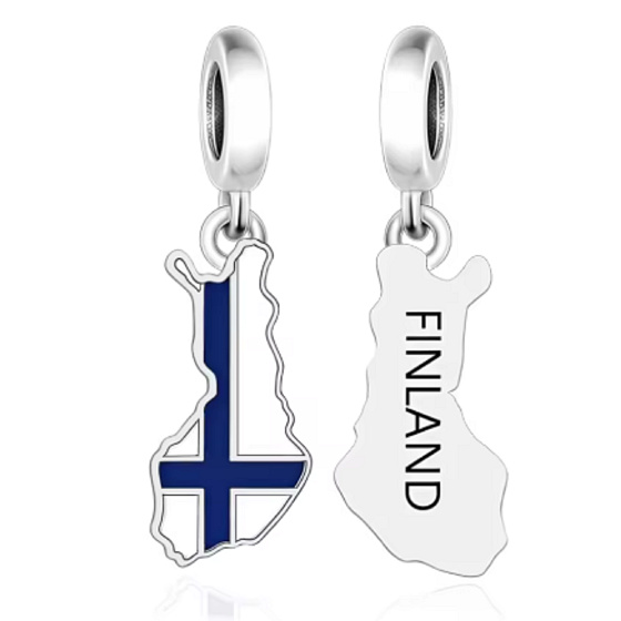 Charm Finnland-Flagge – Karte und Erinnerung an das Land der tausend Seen | Anhänger für Reise-Armband