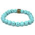 Lava grün-blau mit königlichem Mantra Om, Armband elastischer Naturstein, Kugel 8 mm / 16-17 cm, geboren aus den vier Elementen