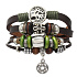 Mehrschichtiges Lederarmband, Symbol Baum des Lebens + Lilie + Davidstern, größenverstellbar