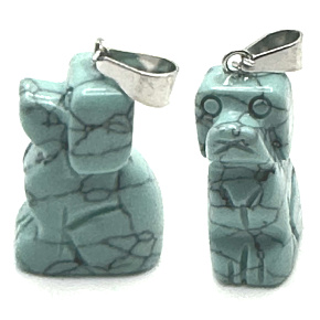 Tyrkenit Hund Anhänger Naturstein, handgeschliffene Figur 1,8 x 2,5 x 8 mm, Stein der jungen Menschen, die ein Lebensziel suchen