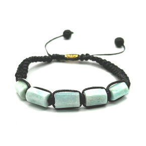 Amazonit-Armband Naturstein, handgestrickt, größenverstellbar, Stein der Hoffnung
