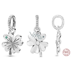 Charms Sterling Silber 925 Vierblättriges Kleeblatt als Glücksbringer, Natur-Armband-Anhänger Charms Sterling Silber 925 Vierblättriges Kleeblatt als Glücksbringer, Natur-Armband-Anhänger