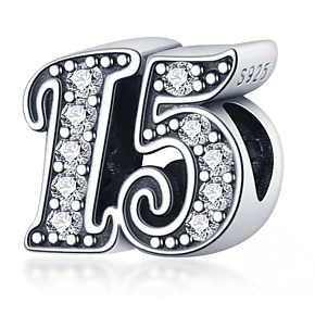 Charme Sterling Silber 925 15 Jahrestag, Perle auf Armband