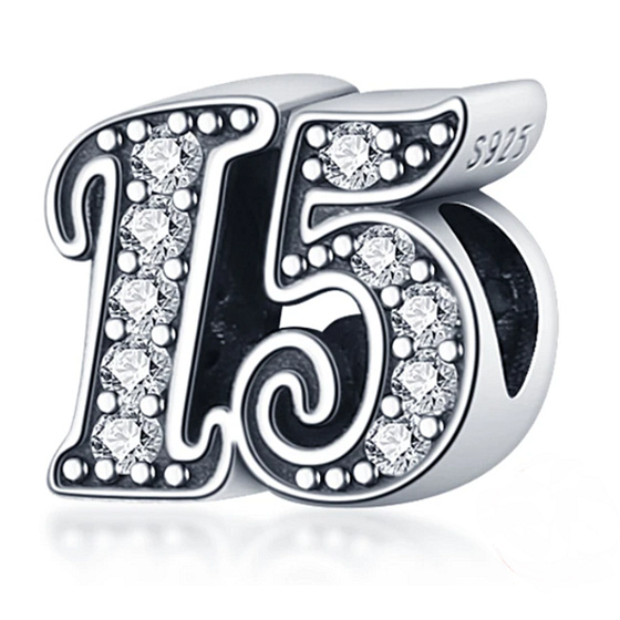 Charme Sterling Silber 925 15 Jahrestag, Perle auf Armband