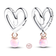 Charm Sterlingsilber 925 Zweifarbiges eingewickeltes Herz für Mama, Anhänger für Familienarmband