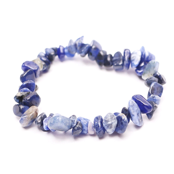 Sodalith Armband elastisch gehackten Naturstein 16 cm, für Kinder, Stein Kommunikation