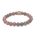 Turmalin mit königlichem Mantra Ohm-Armband elastischer Naturstein, Kugel 8 mm / 16-17 cm, Hüter der guten Laune