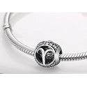Widder, Sternzeichen, Silber + Zirkonia Armband-Anhänger, Kugel 9 mm 1 Stück