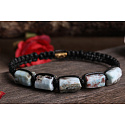 Larimar-Armband Naturstein, handgestrickt, größenverstellbar, Stein des mythischen Atlantis