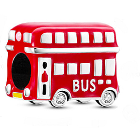 Sterling Silber 925 London, roter Bus, Reise-Armband Perle