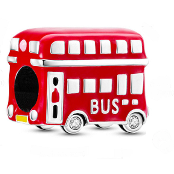Sterling Silber 925 London, roter Bus, Reise-Armband Perle