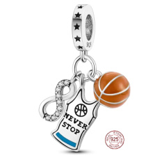 Sterling Silber 925 Basketball - endlose Liebe 3in1, Armband Anhänger Sport