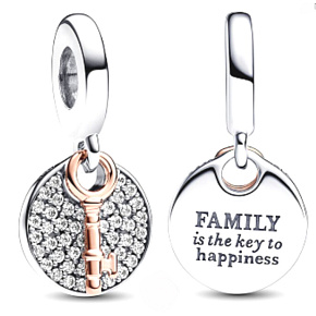 Charms Sterling Silber 925 Moving to Mom's Heart 2in1, Familienarmband Anhänger