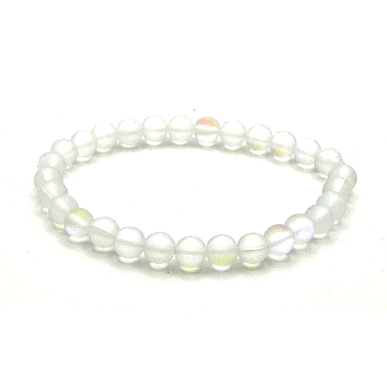 Opalit Armband elastisch, Kunststeinkugel 4 mm / 15 cm, für Kinder, Wunsch- und Hoffnungsstein