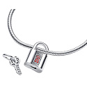Charms Sterling Silber 925 Vorhängeschloss und Schlüssel 2in1 rot, Liebesarmband Anhänger