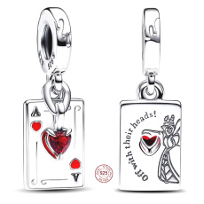 Charm Sterling Silber 925 Disney Alice im Wunderland 2-in-1 Herzkönigin, Anhänger für Märchenarmband
