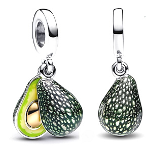 Charm Sterlingsilber 925 Avocado 2-in-1, Anhänger für Armband Essen