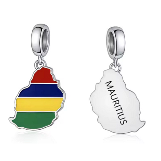 Charm Mauritius-Flagge – Karte und Erinnerung an ein tropisches Paradies im Indischen Ozean | Anhänger für Reisearmband