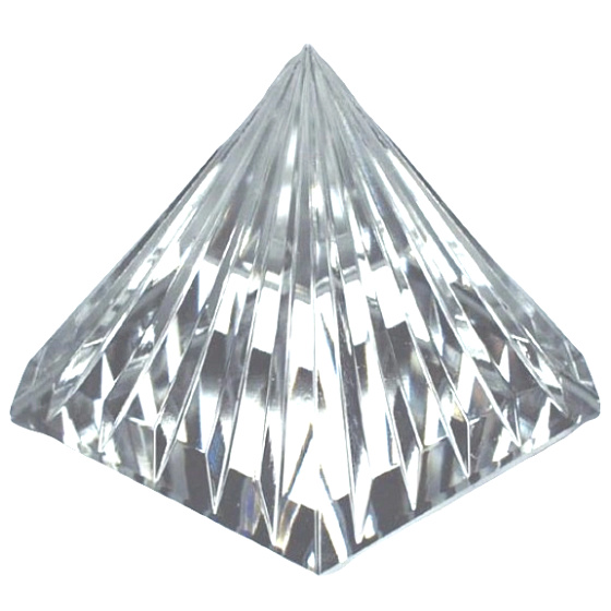 Kristallglas Pyramide gerillt 40 mm Kristall - Briefbeschwerer