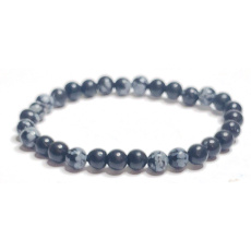 Obsidianflocke Armband elastischer Naturstein, Kugel 6 mm / 16-17 cm, Rettungsstein Obsidianflocke Armband elastischer Naturstein, Kugel 6 mm / 16-17 cm, Rettungsstein