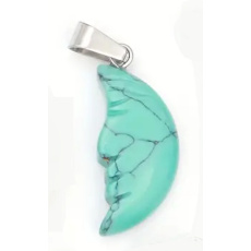 Tyrkenit Mond Anhänger Naturstein, handgeschliffene Figur 2,2 x 10 mm, Stein der jungen Menschen, die ein Lebensziel suchen