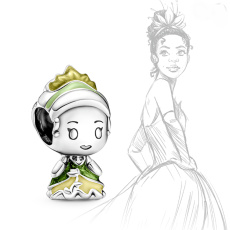 Charme Sterling Silber 925 Prinzessin Tiana und Frosch, Perle auf Armband Film