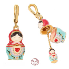 Charms Sterling Silber 925 Matroschka 2in1, Armband Anhänger Symbol