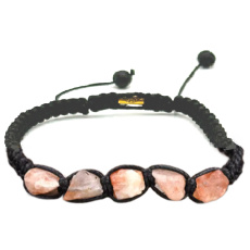 Sunstone Armband aus Naturstein, handgestrickt, größenverstellbar, verbirgt die Kraft der Sonne und des Feuers
