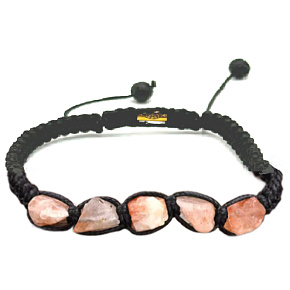 Sunstone Armband aus Naturstein, handgestrickt, größenverstellbar, verbirgt die Kraft der Sonne und des Feuers