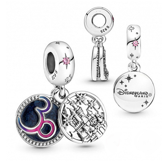 Sterling Silber 925 Disney Paris, 2in1 Reise-Armband-Anhänger