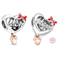 Charme Sterling Silber 925 Disney Minnie Mouse Mom - Mom, Perle für Armband