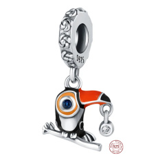 Charme Sterling Silber 925 Tukan Anhänger auf Tierarmband