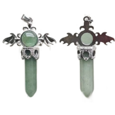 Chalcedon-Kreuz aus Legierung und Naturstein 5,3 x 3,7 x 12 mm, Stein der Liebe und Freude