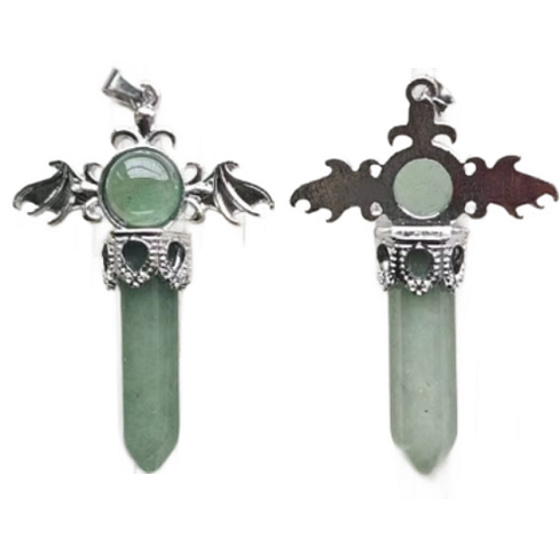 Chalcedon-Kreuz aus Legierung und Naturstein 5,3 x 3,7 x 12 mm, Stein der Liebe und Freude